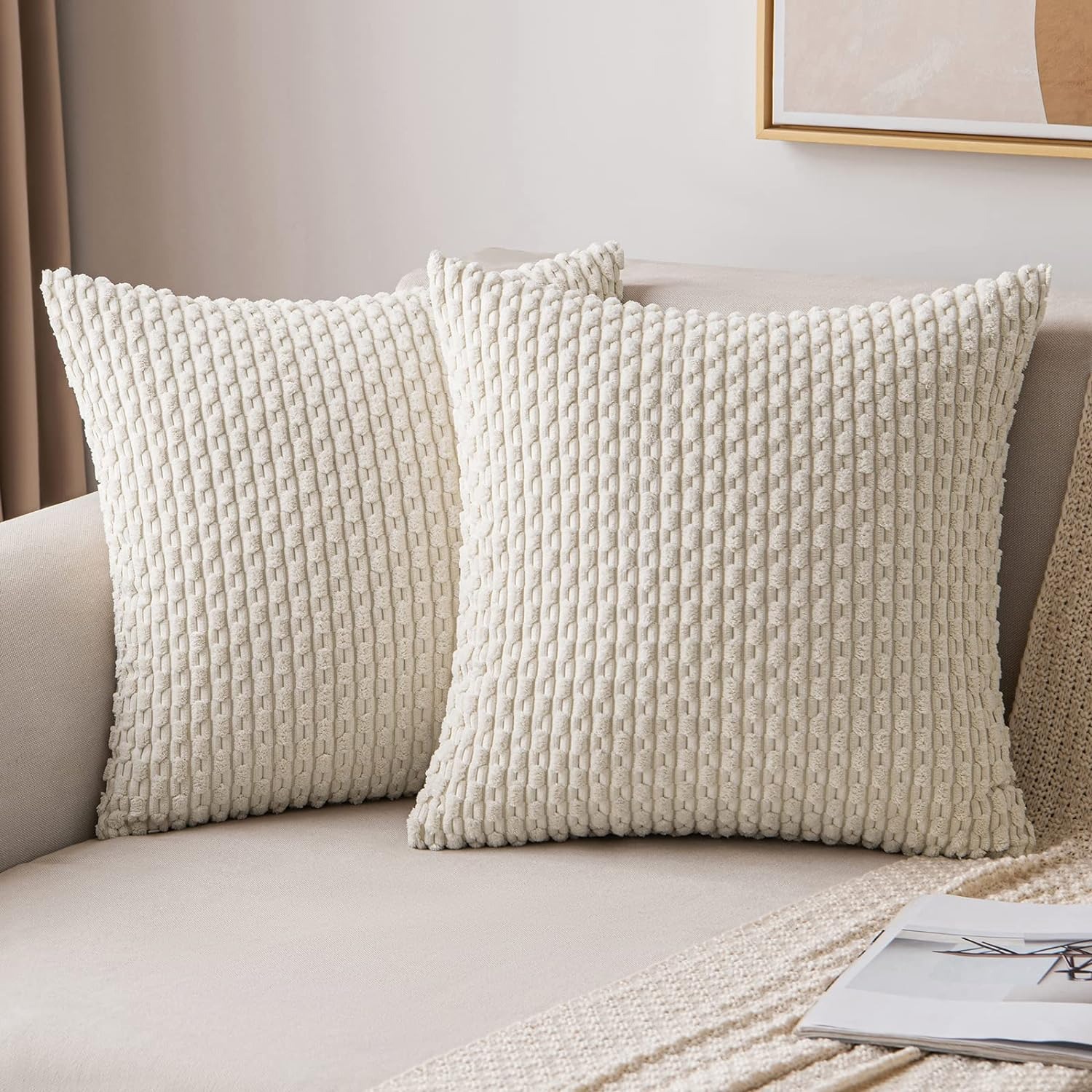 Pillow Insert 18X18 - Housse de coussin rayée en velours